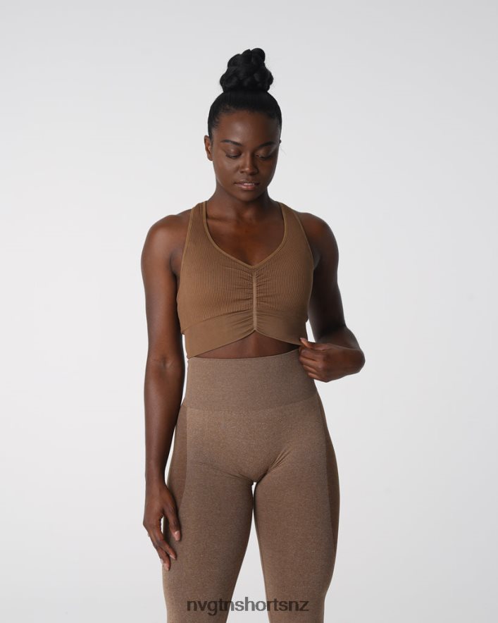NVGTN Women Cinched Seamless Bra 8204ZJ156 Mocha Fitness