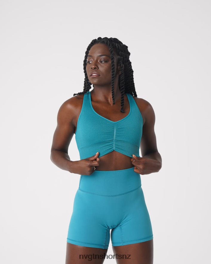 NVGTN Women Cinched Seamless Bra 8204ZJ208 Teal Fitness