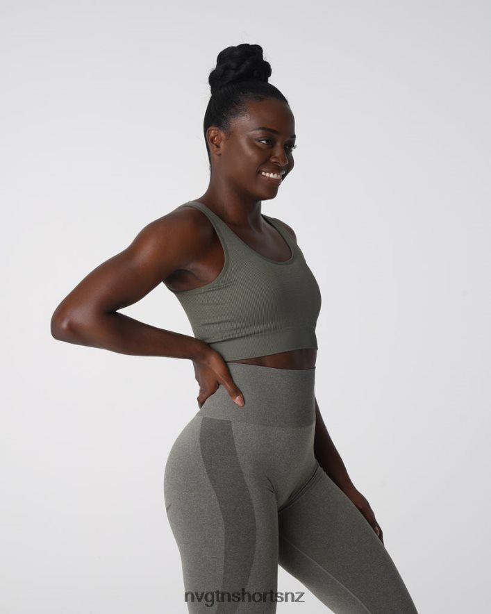 NVGTN Women Desire Ribbed Seamless Bra 8204ZJ142 Khaki Green Fitness