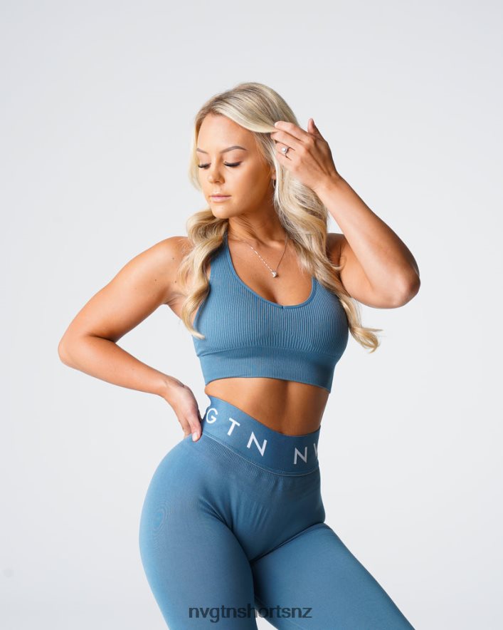 NVGTN Women Galaxy Ribbed Seamless Bra 8204ZJ161 Stone Blue Fitness