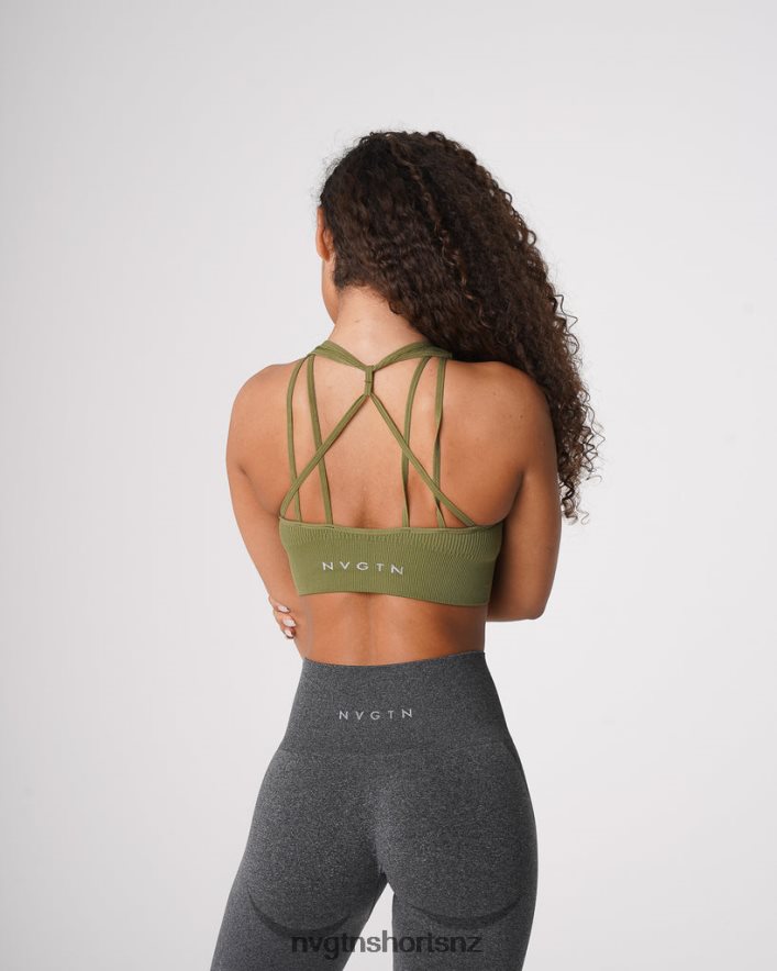 NVGTN Women Galaxy Ribbed Seamless Bra 8204ZJ243 Khaki Green Fitness