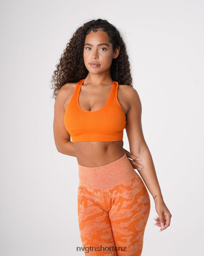 NVGTN Women Galaxy Ribbed Seamless Bra 8204ZJ66 Burnt Orange Fitness