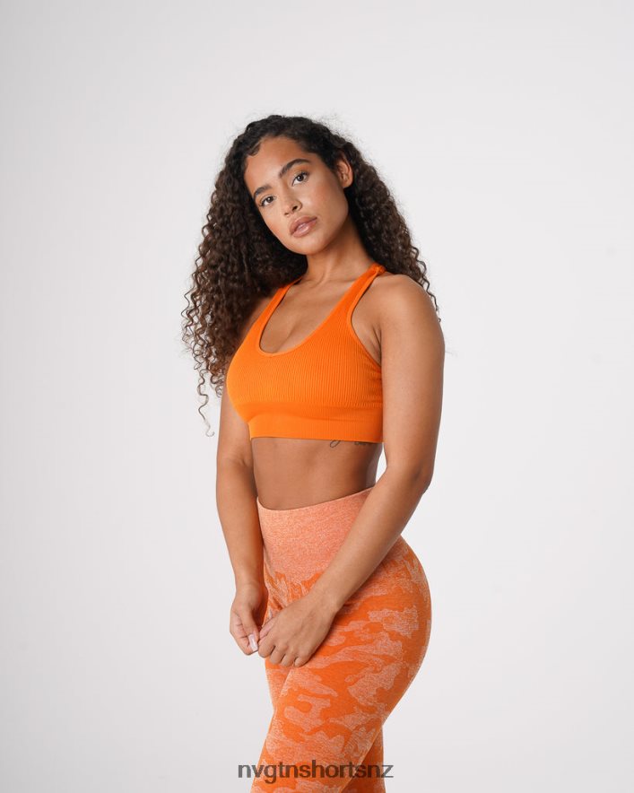 NVGTN Women Galaxy Ribbed Seamless Bra 8204ZJ66 Burnt Orange Fitness