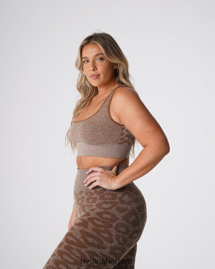 NVGTN Women Leopard Eclipse Seamless Bra 8204ZJ216 Mocha Fitness