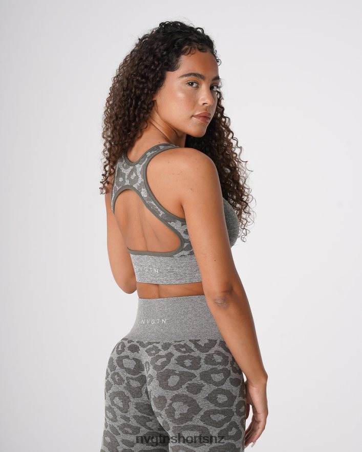 NVGTN Women Leopard Eclipse Seamless Bra 8204ZJ219 Khaki Green Fitness