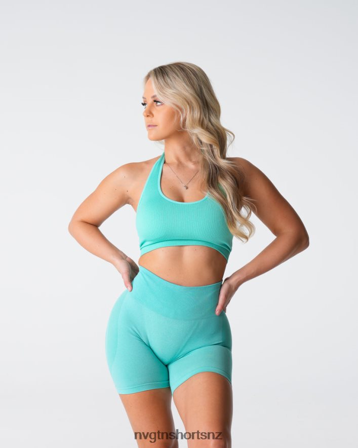 NVGTN Women Limitless Ribbed Seamless Halter Bra 8204ZJ117 Mint Fitness