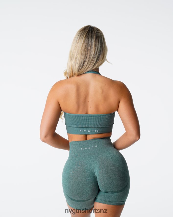 NVGTN Women Limitless Ribbed Seamless Halter Bra 8204ZJ138 Forest Green Fitness
