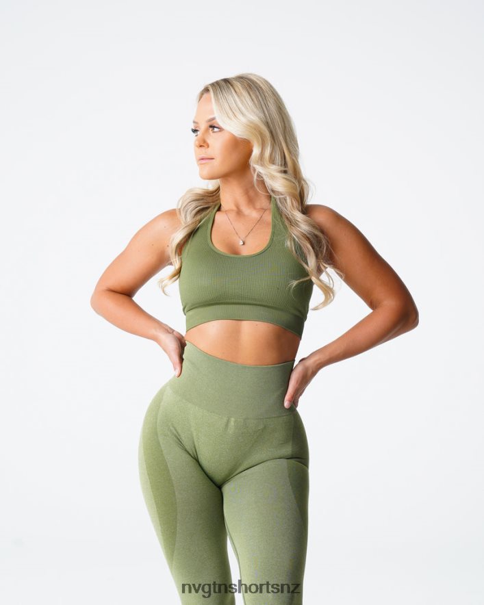 NVGTN Women Limitless Ribbed Seamless Halter Bra 8204ZJ148 Meadow Fitness