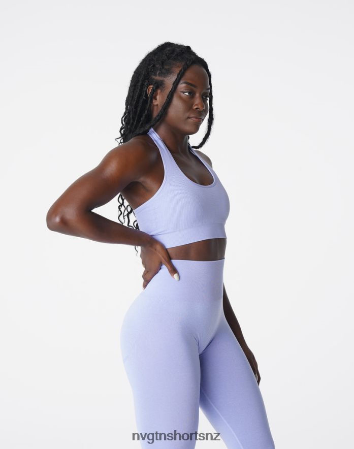 NVGTN Women Limitless Ribbed Seamless Halter Bra 8204ZJ204 Periwinkle Fitness