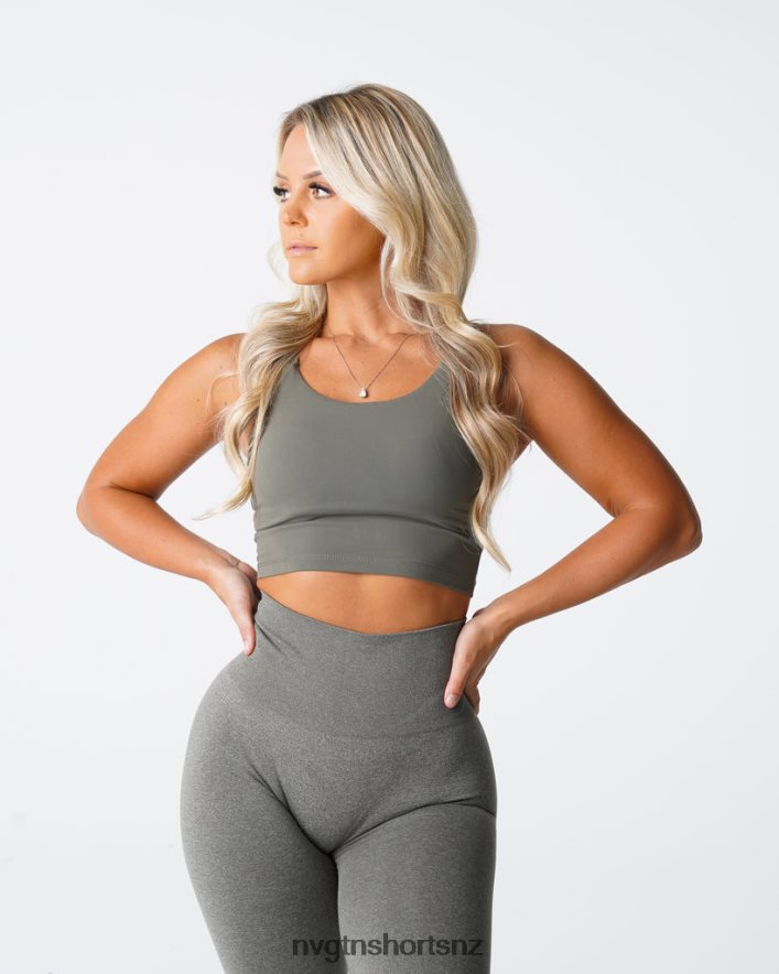 NVGTN Women Poise Bra Top 8204ZJ191 Khaki Green Fitness