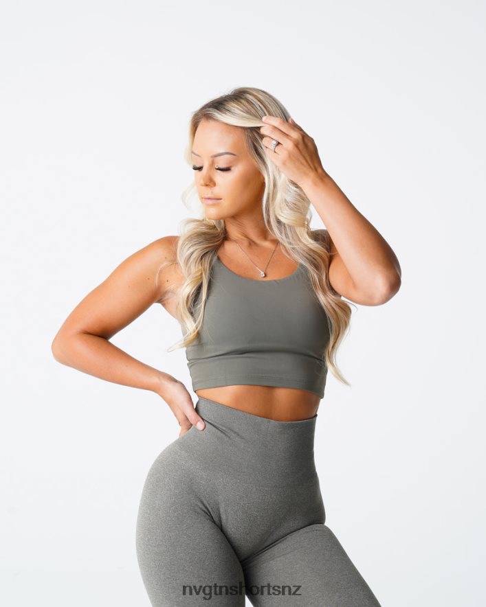 NVGTN Women Poise Bra Top 8204ZJ191 Khaki Green Fitness