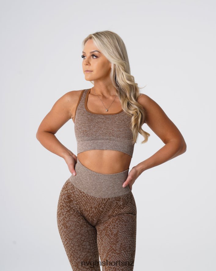 NVGTN Women Snakeskin Eclipse Seamless Bra 8204ZJ218 Mocha Fitness