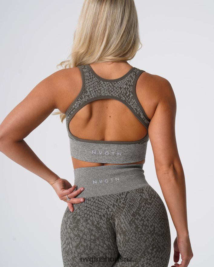 NVGTN Women Snakeskin Eclipse Seamless Bra 8204ZJ221 Khaki Green Fitness