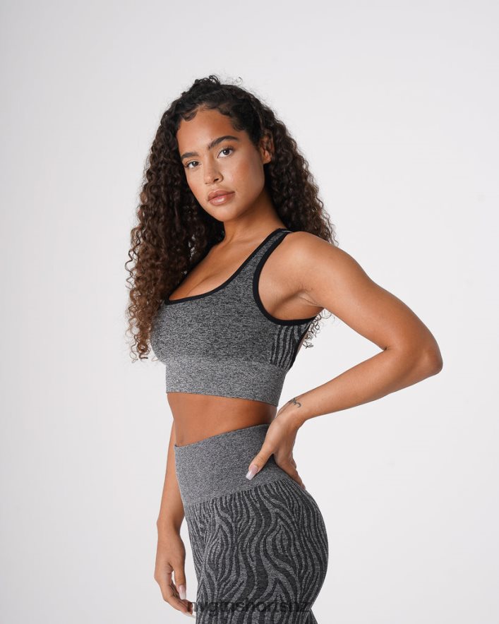 NVGTN Women Zebra Eclipse Seamless Bra 8204ZJ214 Black Speckled Fitness