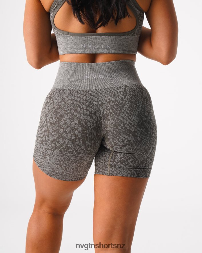 NVGTN Women Snakeskin Seamless Shorts 8204ZJ474 Khaki Green Fitness