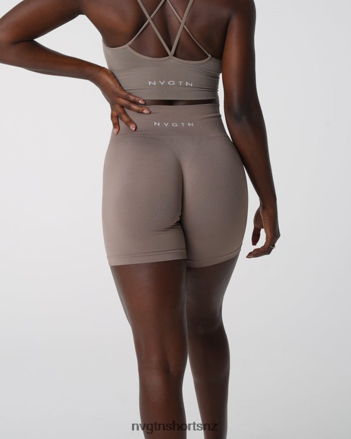 NVGTN Women Solid Seamless Shorts 8204ZJ454 Taupe Fitness