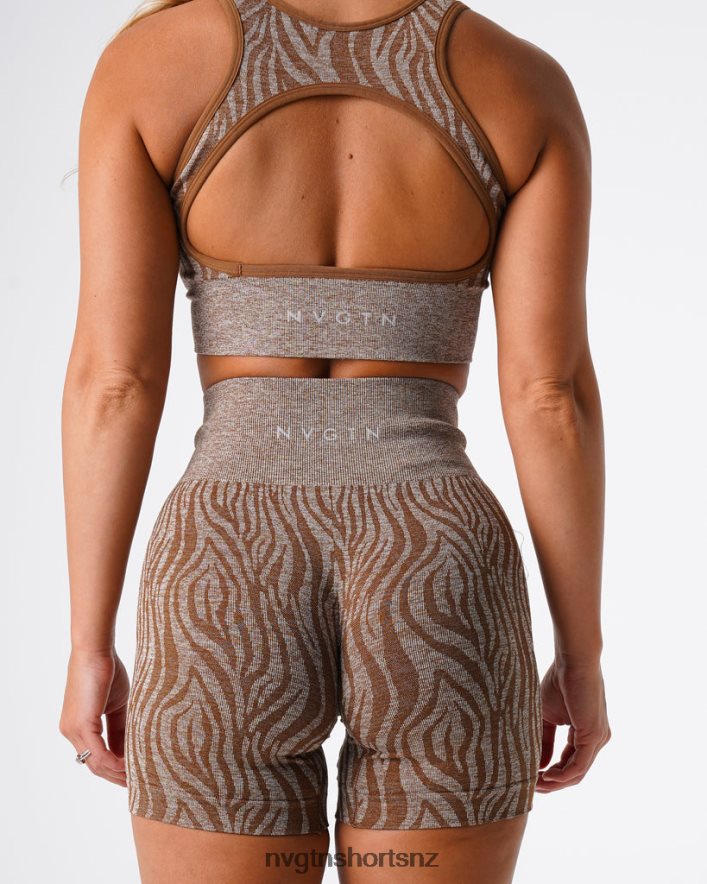 NVGTN Women Zebra Seamless Shorts 8204ZJ472 Mocha Fitness