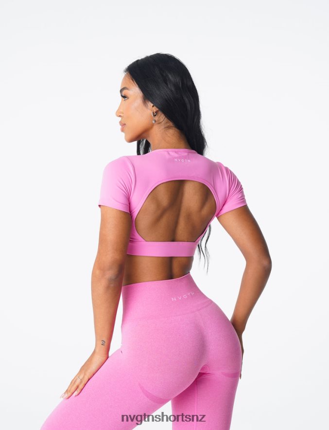 NVGTN Women Open Back Tee 8204ZJ79 Bubble Gum Pink Fitness