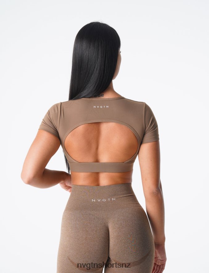 NVGTN Women Open Back Tee 8204ZJ80 Mocha Fitness