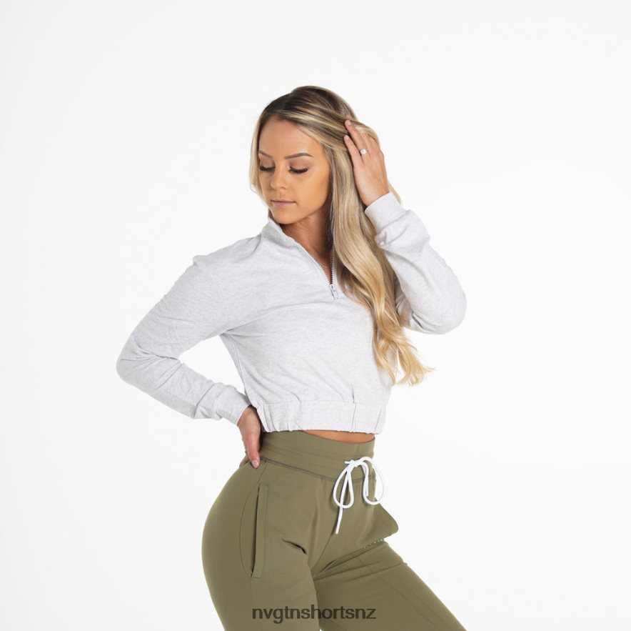 NVGTN Women Power Cropped Pullover 8204ZJ259 Light Grey Fitness