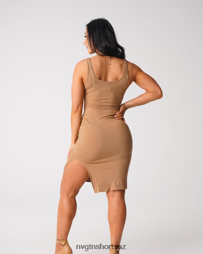 NVGTN Women Golden Vibes Cut Out Midi Dress 8204ZJ717 Mocha Lifestyle