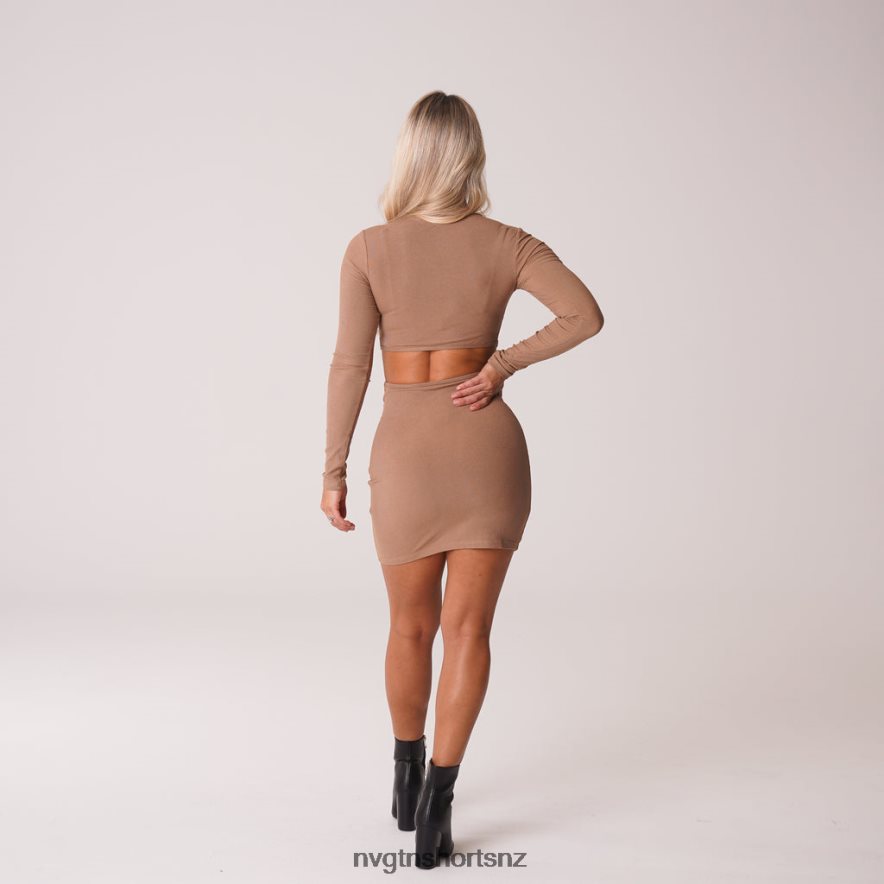 NVGTN Women Into You Ribbed Mock Turtleneck Midi Dress 8204ZJ722 Mocha Lifestyle